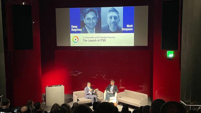 Deep Bagchee of ITV and Candyspace Managing Director Matt Simpson sat on stage talking