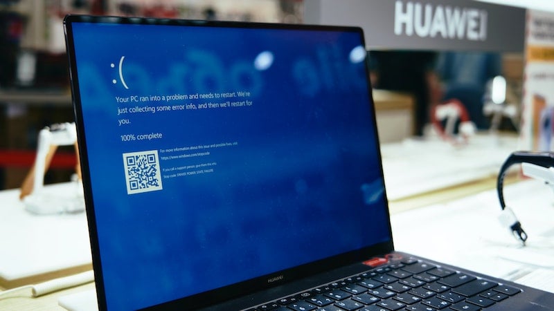 A laptop showing an error screen