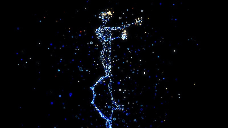 abstract image of man made of light